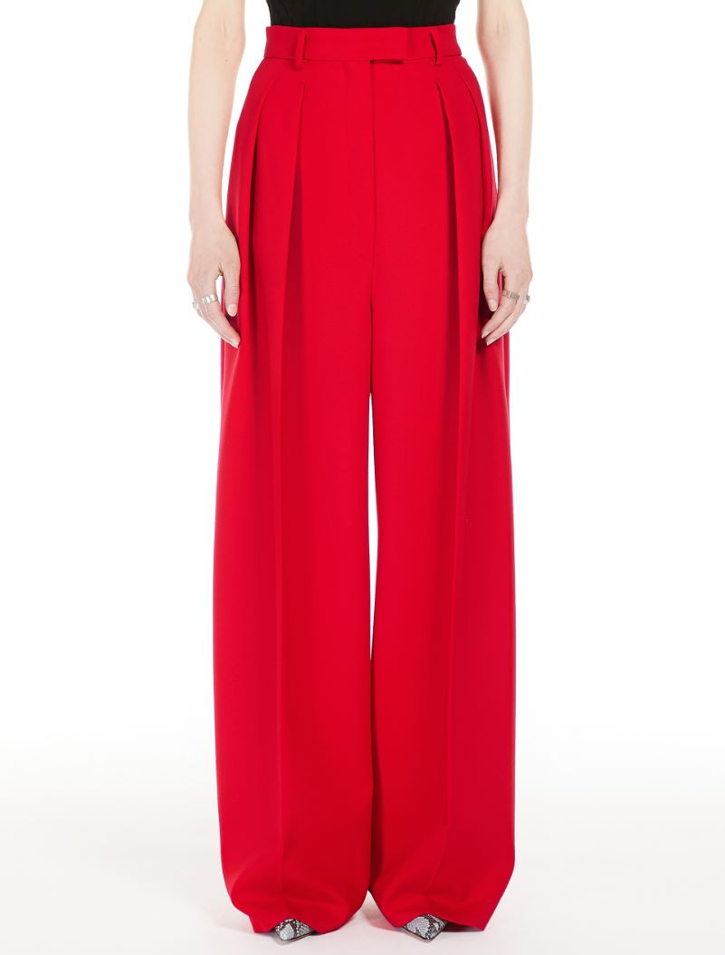 Stretch wool boyfriend trousers - RED - Sportmax