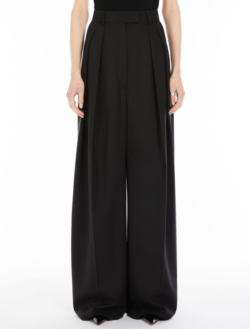 Wool wide-leg trousers - BLACK - Sportmax