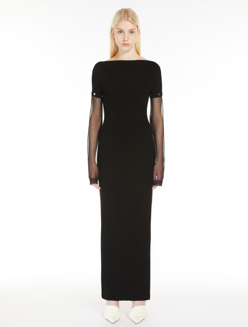 Stretch viscose long dress - BLACK - Sportmax