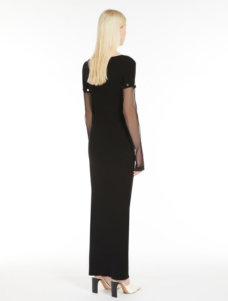 Stretch viscose long dress - BLACK - Sportmax