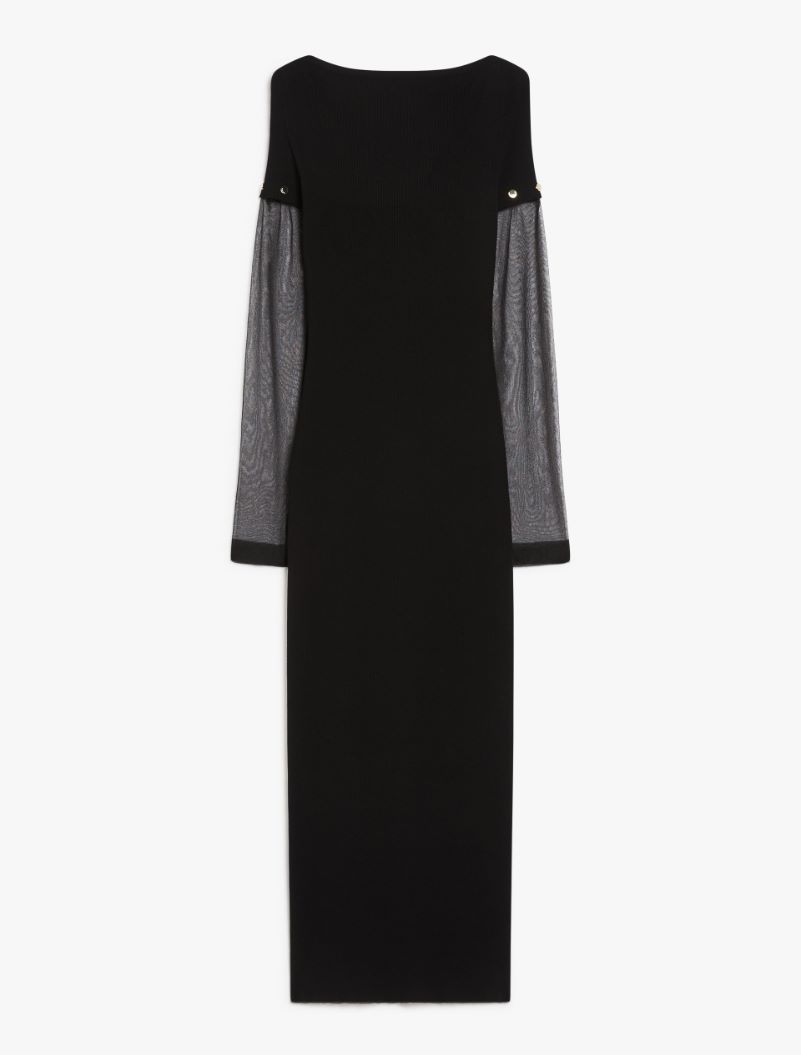 Stretch viscose long dress - BLACK - Sportmax