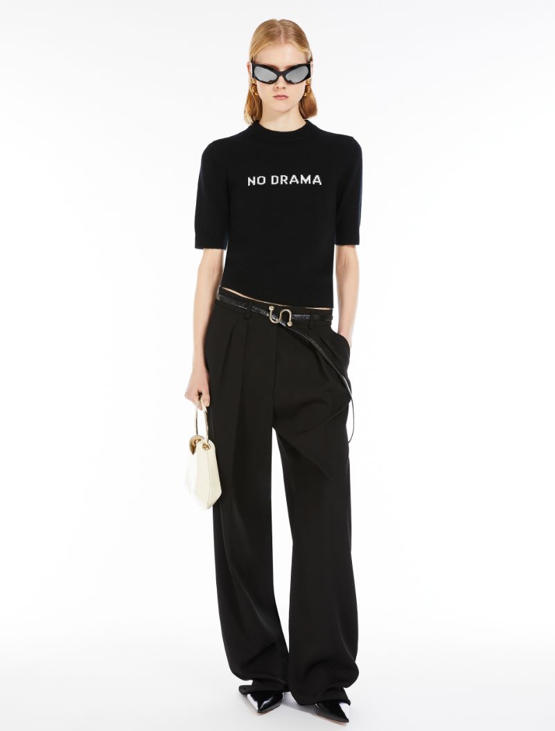 Cashmere and wool short-sleeved jumper - BLACK - Sportmax