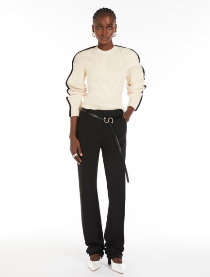 Stretch cotton fitted jumper - IVORY - Sportmax