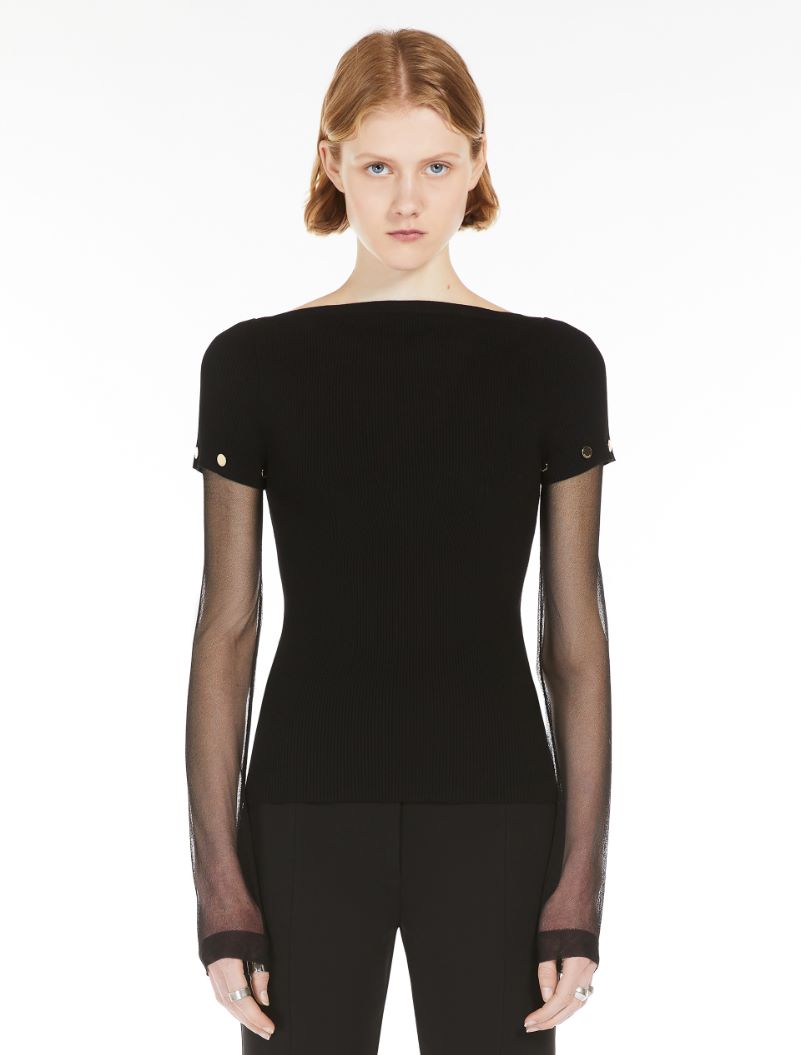 Fitted jumper in stretch viscose - BLACK - Sportmax