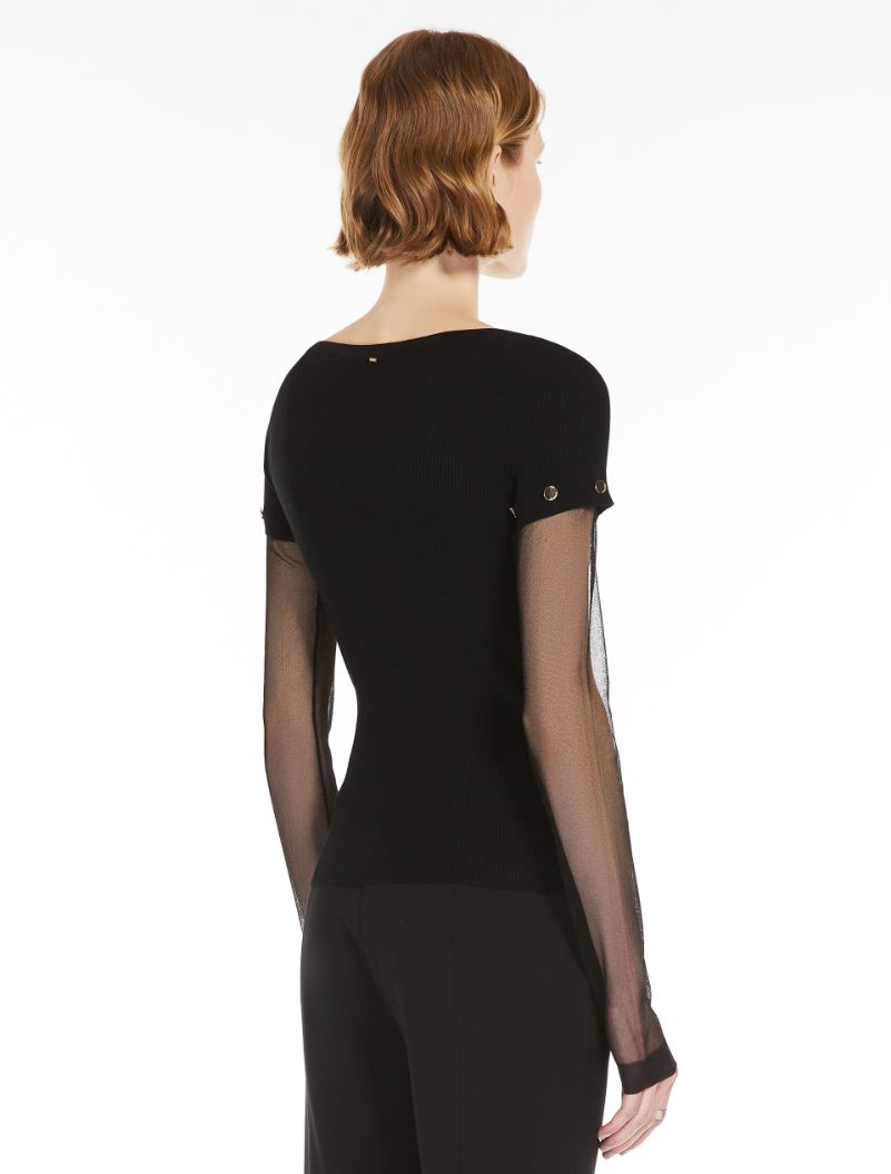 Fitted jumper in stretch viscose - BLACK - Sportmax