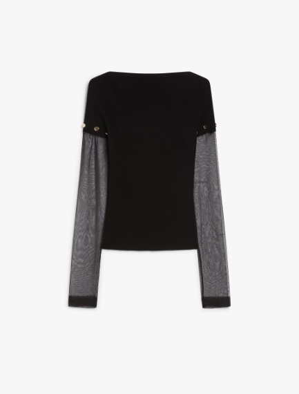 Fitted jumper in stretch viscose - BLACK - Sportmax