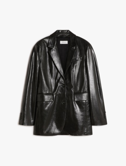 Long nappa-leather blazer - BLACK - 