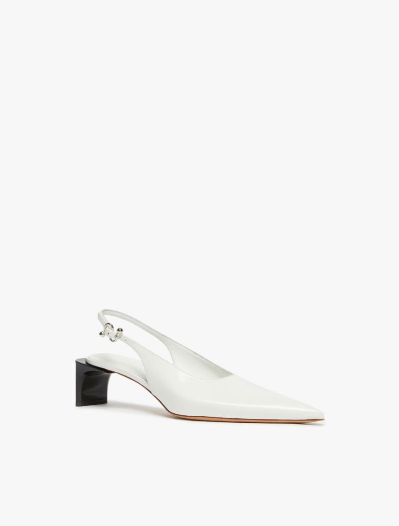 Low slingbacks in shiny calfskin with a pointed toe - WHITE - Sportmax