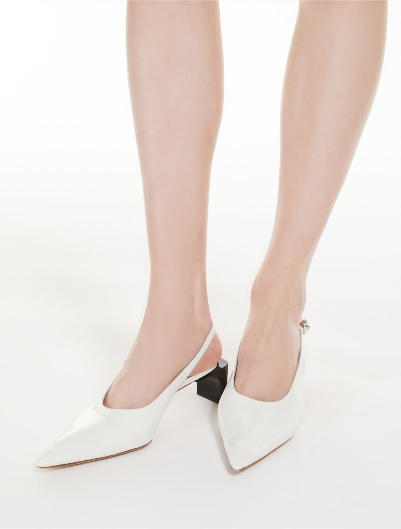 Low slingbacks in shiny calfskin with a pointed toe - WHITE - Sportmax