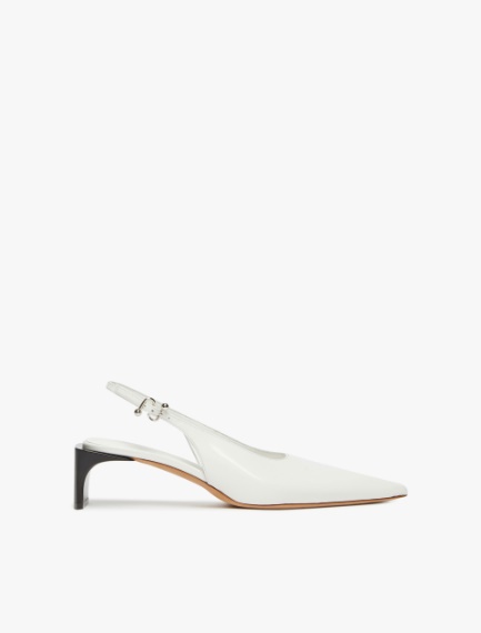 Low slingbacks in shiny calfskin with a pointed toe - WHITE - 