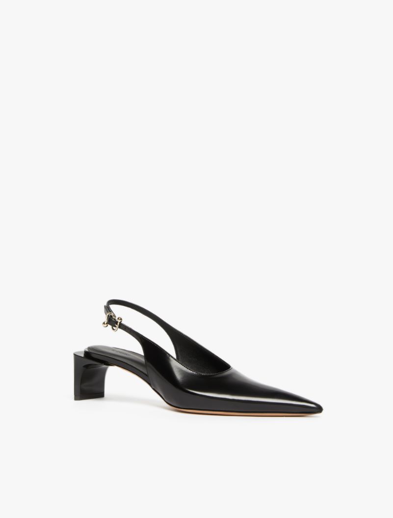 Low slingbacks in shiny calfskin with a pointed toe - BLACK - Sportmax