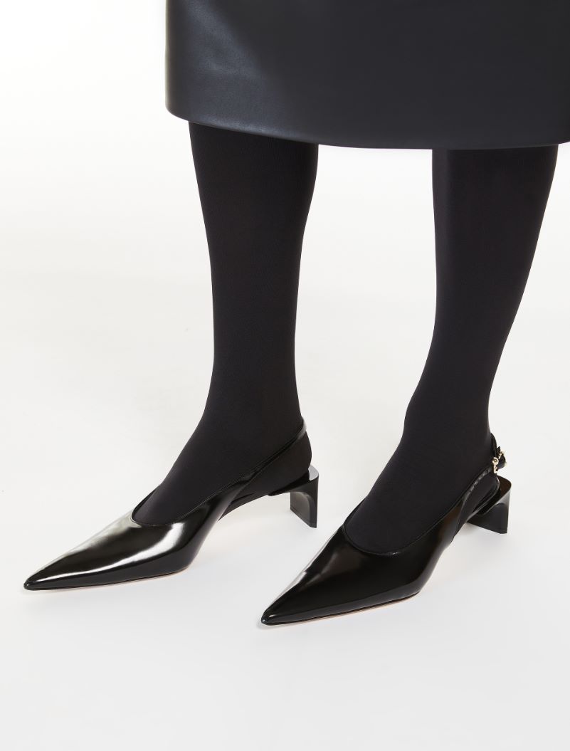 Low slingbacks in shiny calfskin with a pointed toe - BLACK - Sportmax