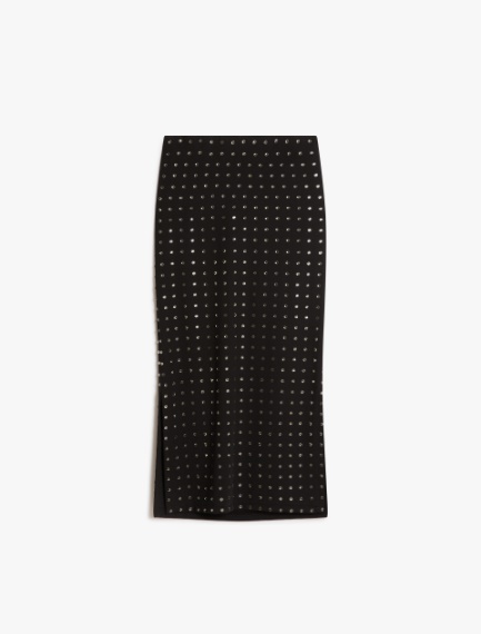 Scuba jersey skirt with rhinestones - BLACK - Sportmax