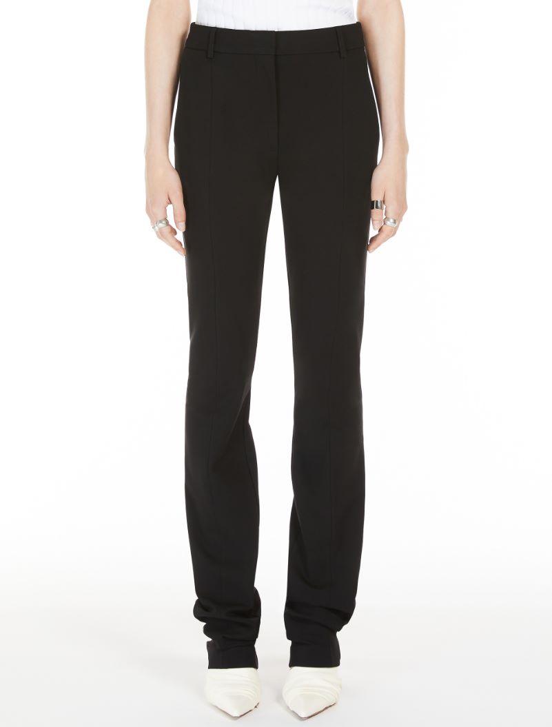 Fitted trousers in crêpe jersey - BLACK - Sportmax