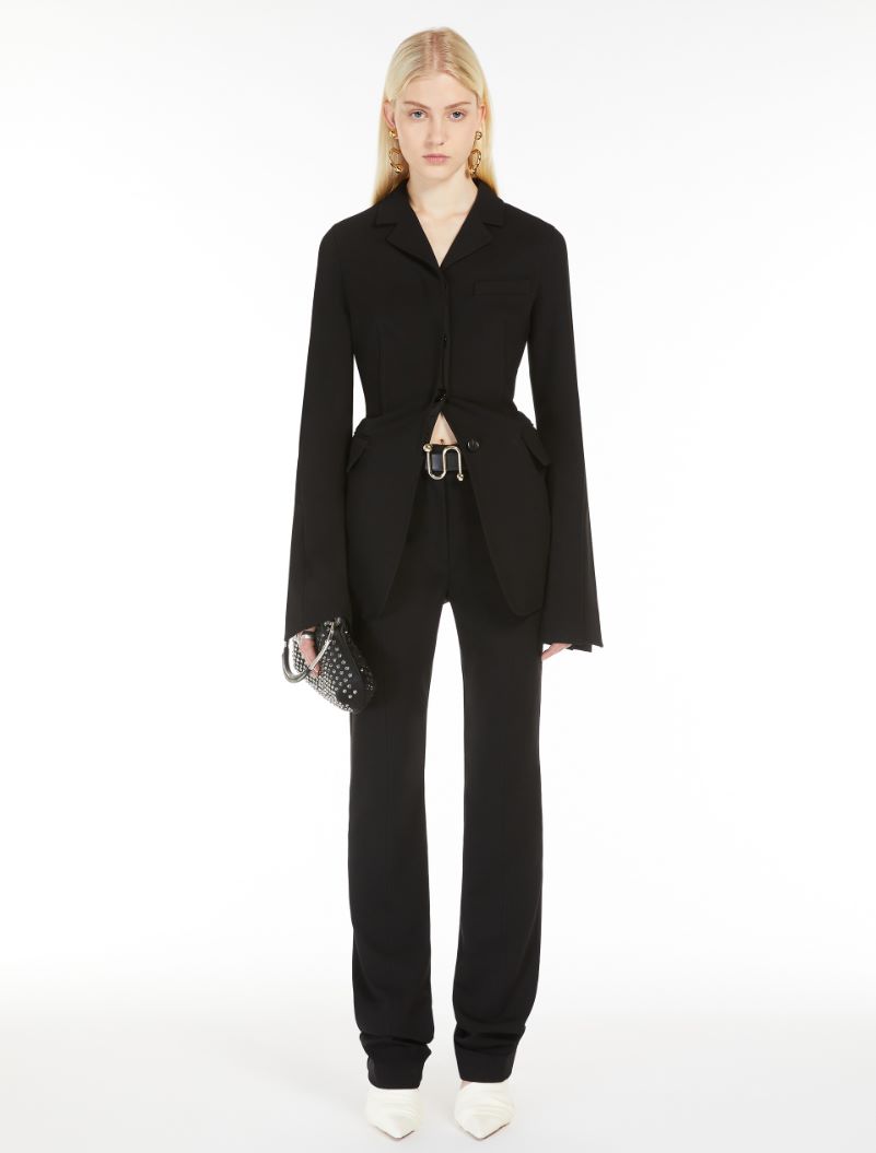 Fitted trousers in crêpe jersey - BLACK - Sportmax