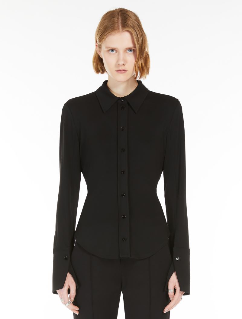 Fitted crêpe jersey shirt - BLACK - Sportmax