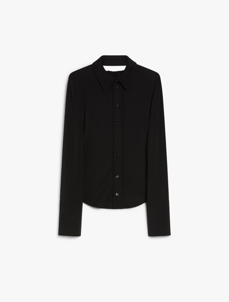 Fitted crêpe jersey shirt - BLACK - Sportmax