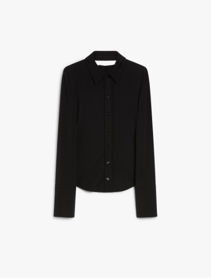 Fitted crêpe jersey shirt - BLACK - Sportmax