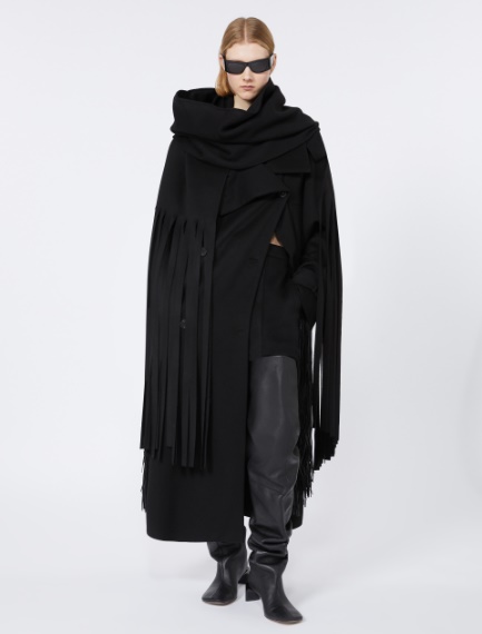 Double-faced pure wool trench coat - RUNWAY - BLACK - Sportmax