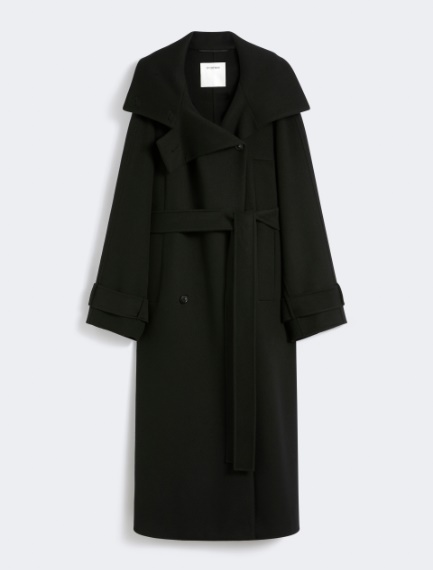 Double-faced pure wool trench coat - RUNWAY - BLACK - Sportmax