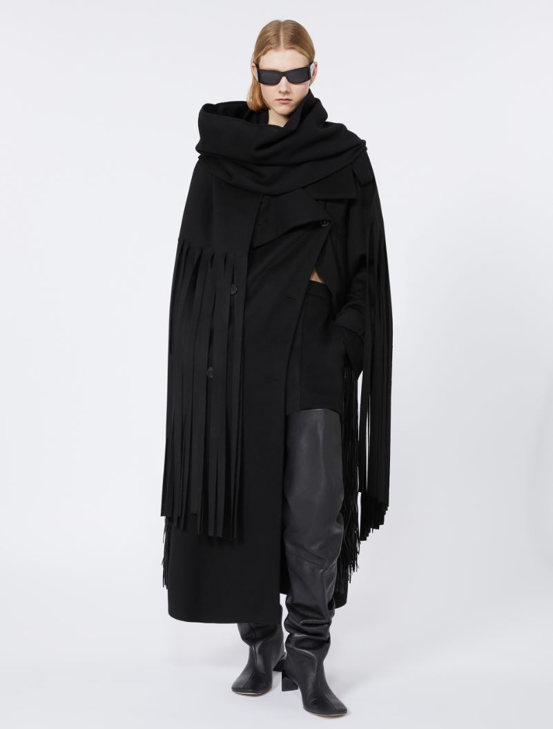 Double-faced pure wool trench coat - RUNWAY - BLACK - Sportmax