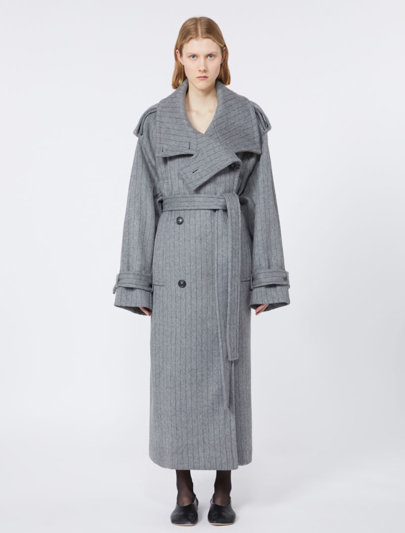 Pinstriped trench coat in pure wool - MEDIUM GREY - Sportmax - 2