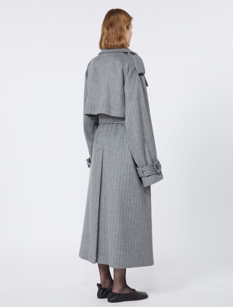 Pinstriped trench coat in pure wool - MEDIUM GREY - Sportmax - 3