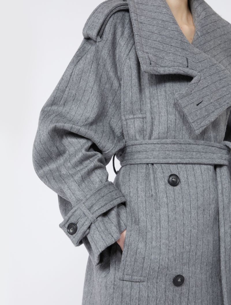 Pinstriped trench coat in pure wool - MEDIUM GREY - Sportmax - 4