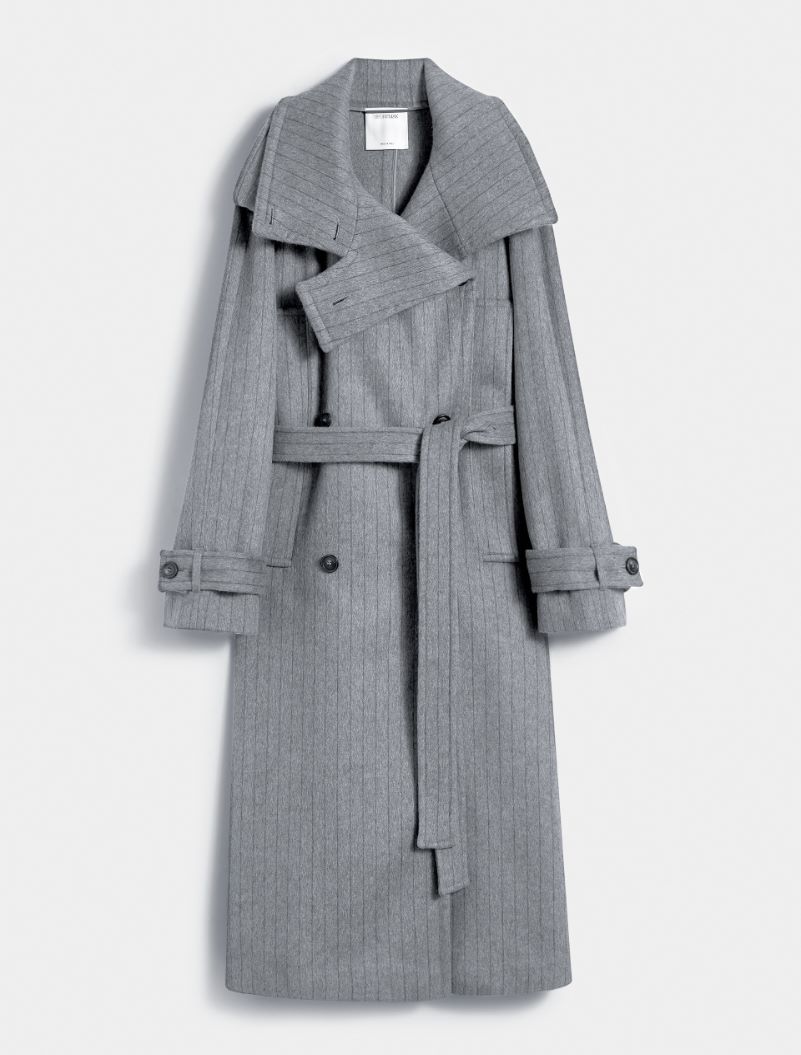 Pinstriped trench coat in pure wool - MEDIUM GREY - Sportmax - 6