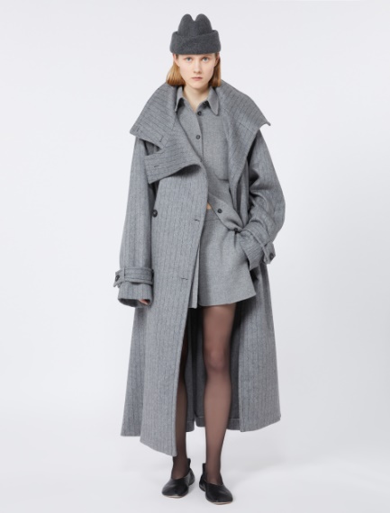 Pinstriped trench coat in pure wool - MEDIUM GREY - Sportmax