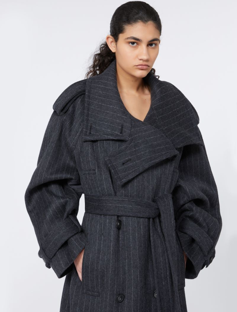 Pinstriped trench coat in pure wool - RUNWAY - DARK GREY - Sportmax - 4