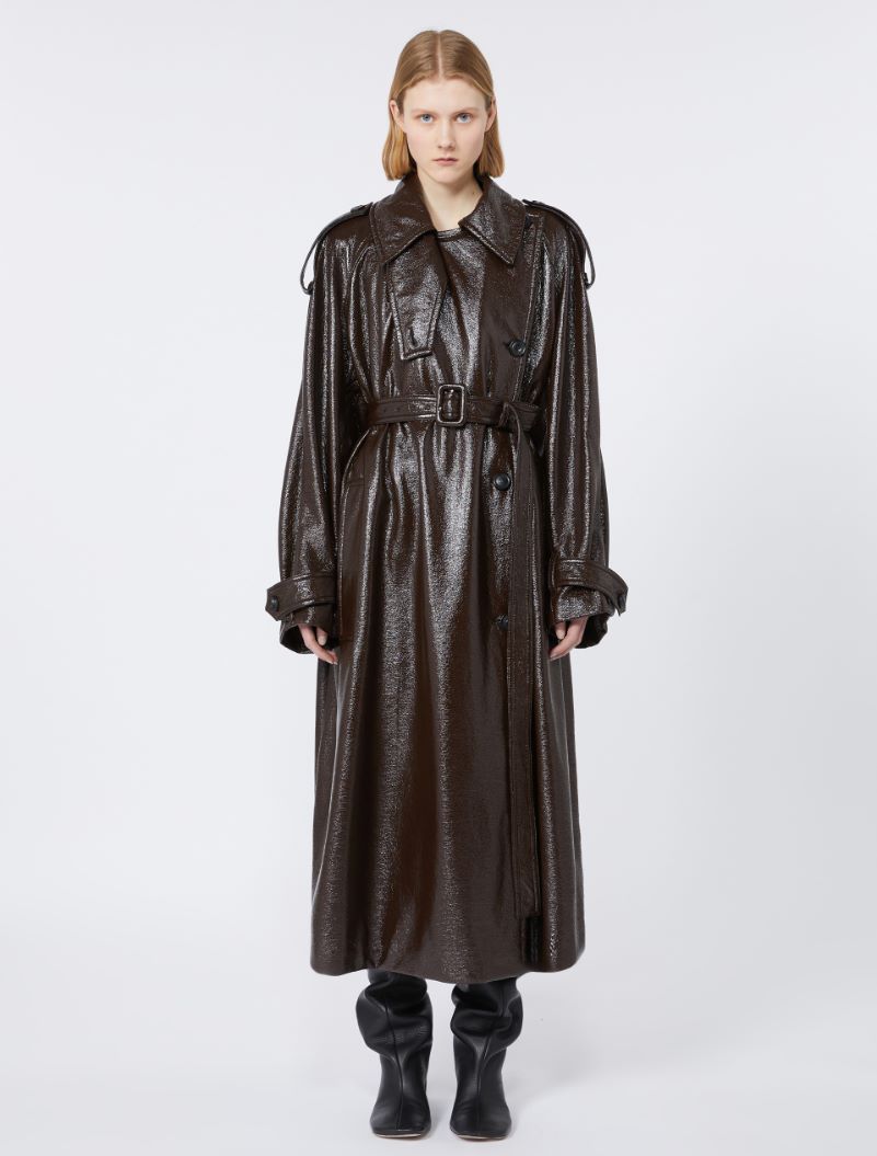 Long trench coat with patent leather effect - COFFEE - Sportmax - 2