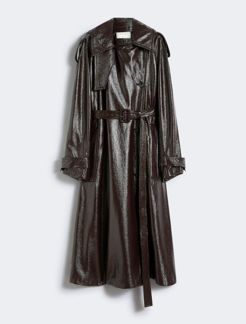 Long trench coat with patent leather effect - COFFEE - Sportmax - 7