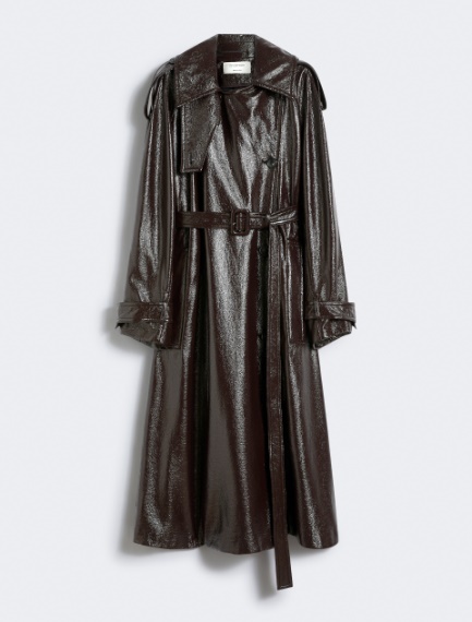 Long trench coat with patent leather effect - COFFEE - Sportmax