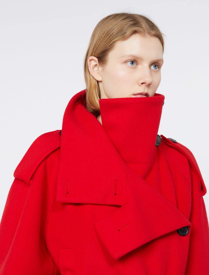 Short trench coat in wool - RUNWAY - RED - Sportmax - 4