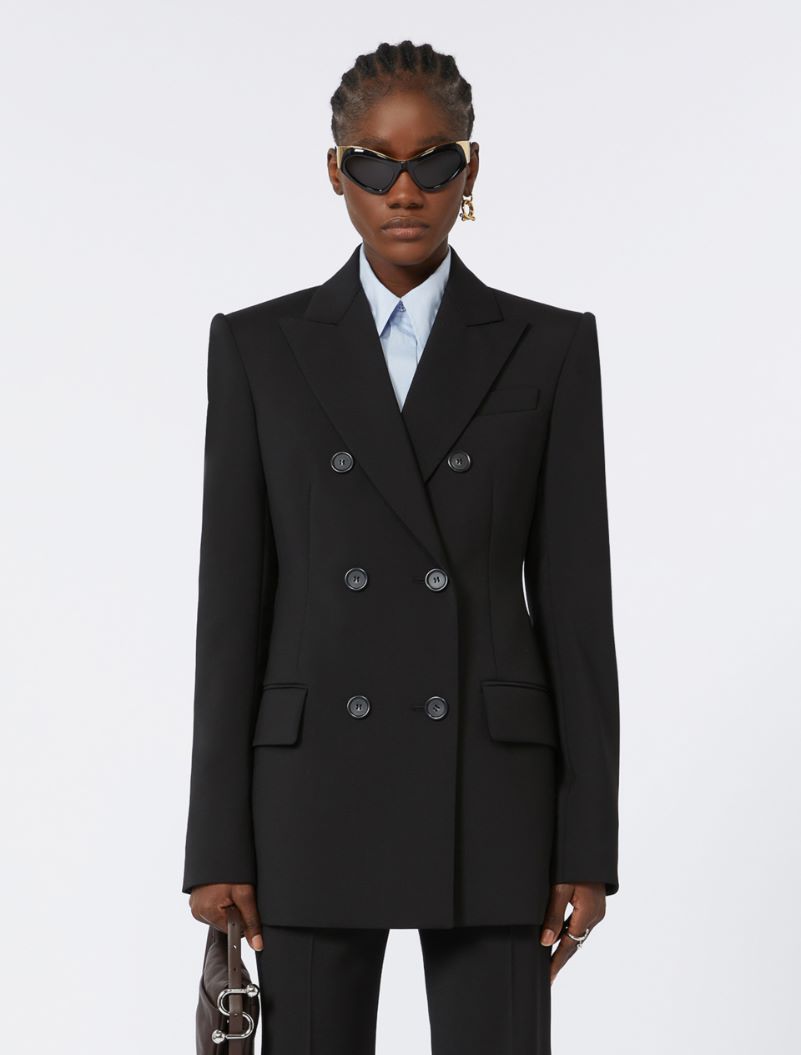 Double-breasted wool tailored blazer - BLACK - Sportmax - 4