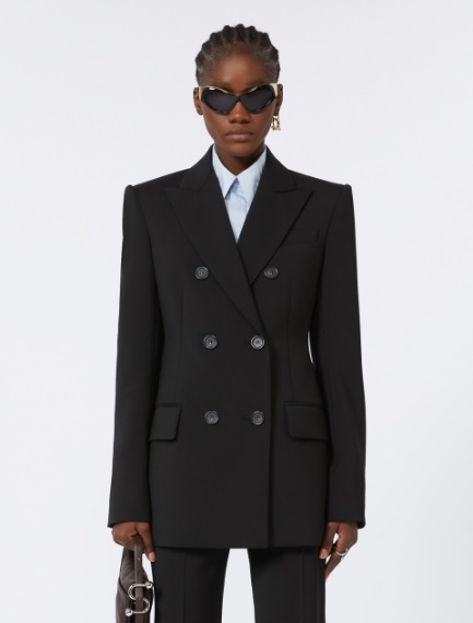 Double-breasted wool tailored blazer - BLACK - Sportmax