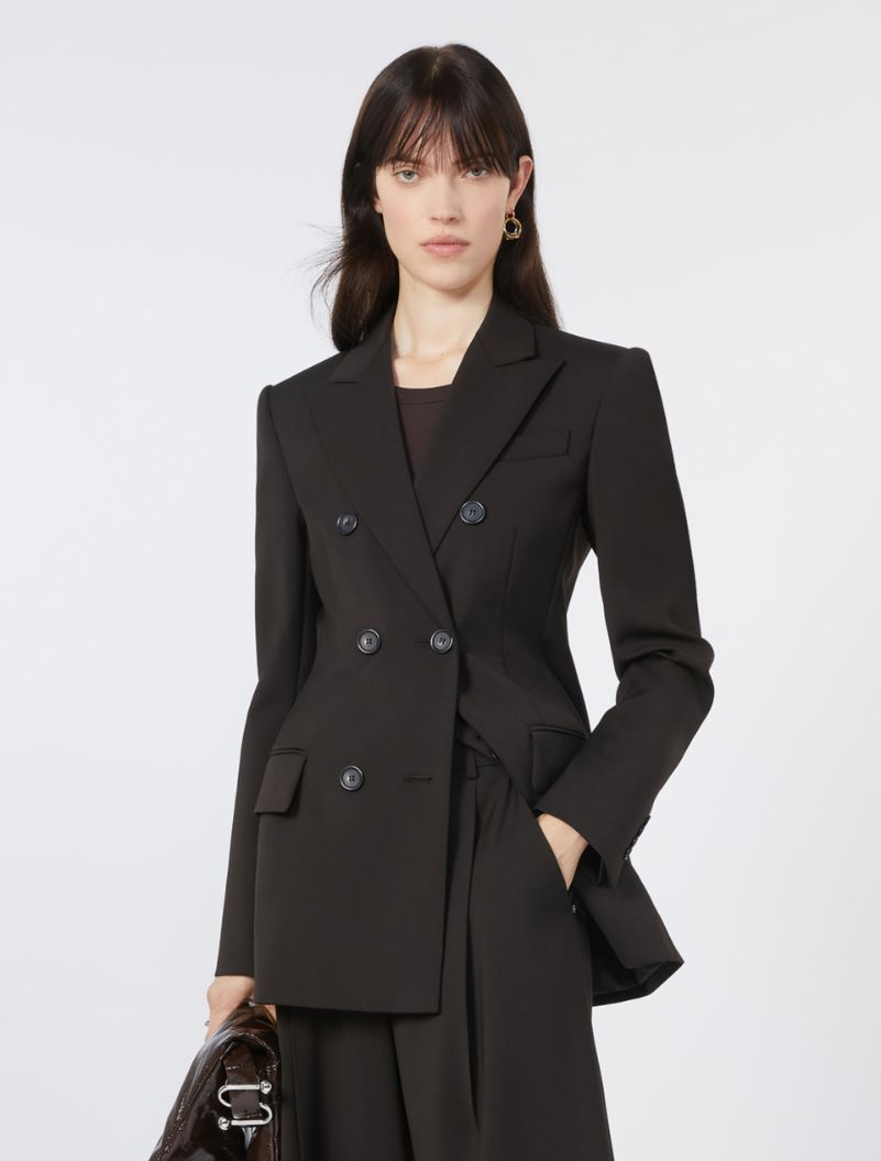 Double-breasted wool tailored blazer - DARK BROWN - Sportmax - 4