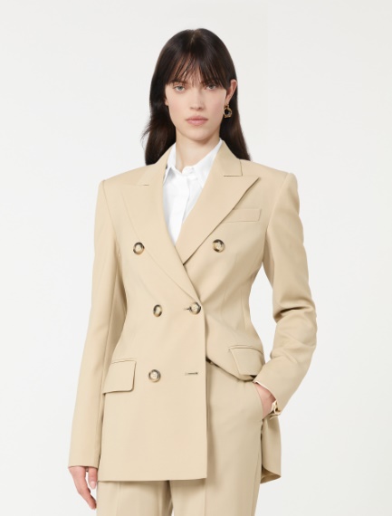 Double-breasted wool tailored blazer - MAKE UP NUDE - Sportmax