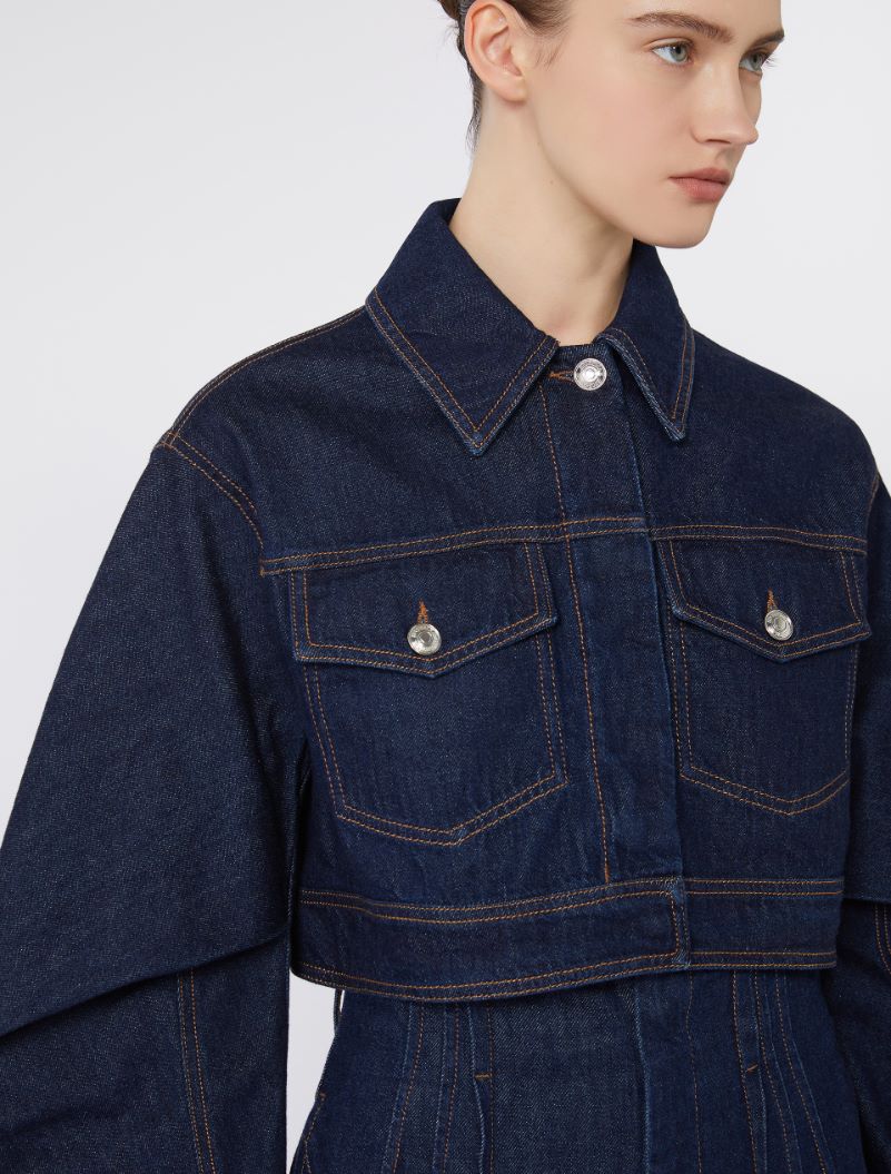 Boxy-fit short denim jacket - MIDNIGHTBLUE - Sportmax - 5
