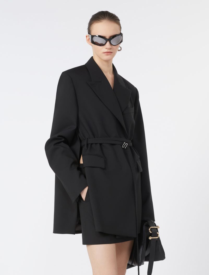 Long double-breasted wool blazer - BLACK - Sportmax - 4