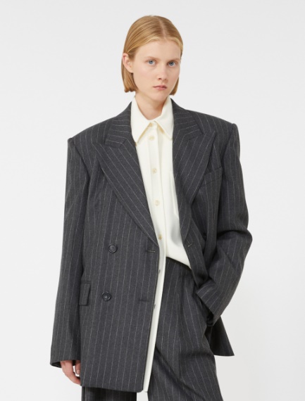 Blazer oversize in lana e viscosa - RUNWAY - ANTRACITE - Sportmax