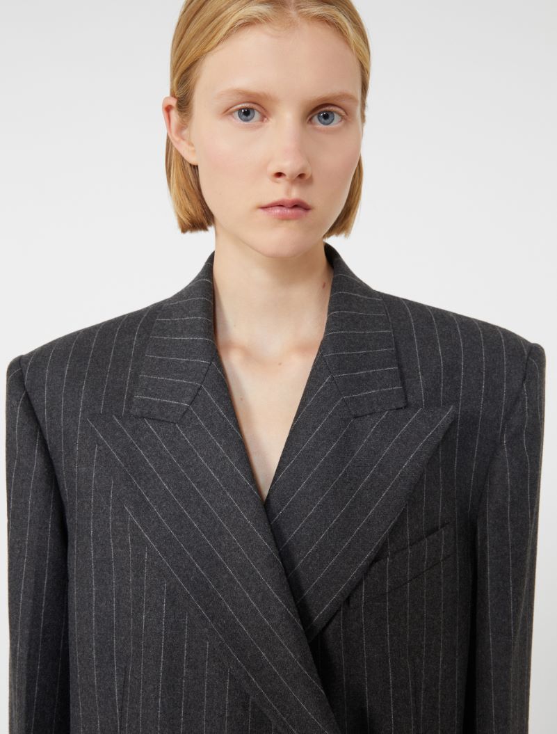 Wool and viscose oversize blazer - RUNWAY - DARK GREY - Sportmax - 5
