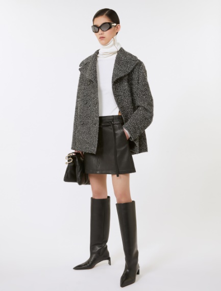 Double-breasted wool heavy jacket - BLACK - Sportmax
