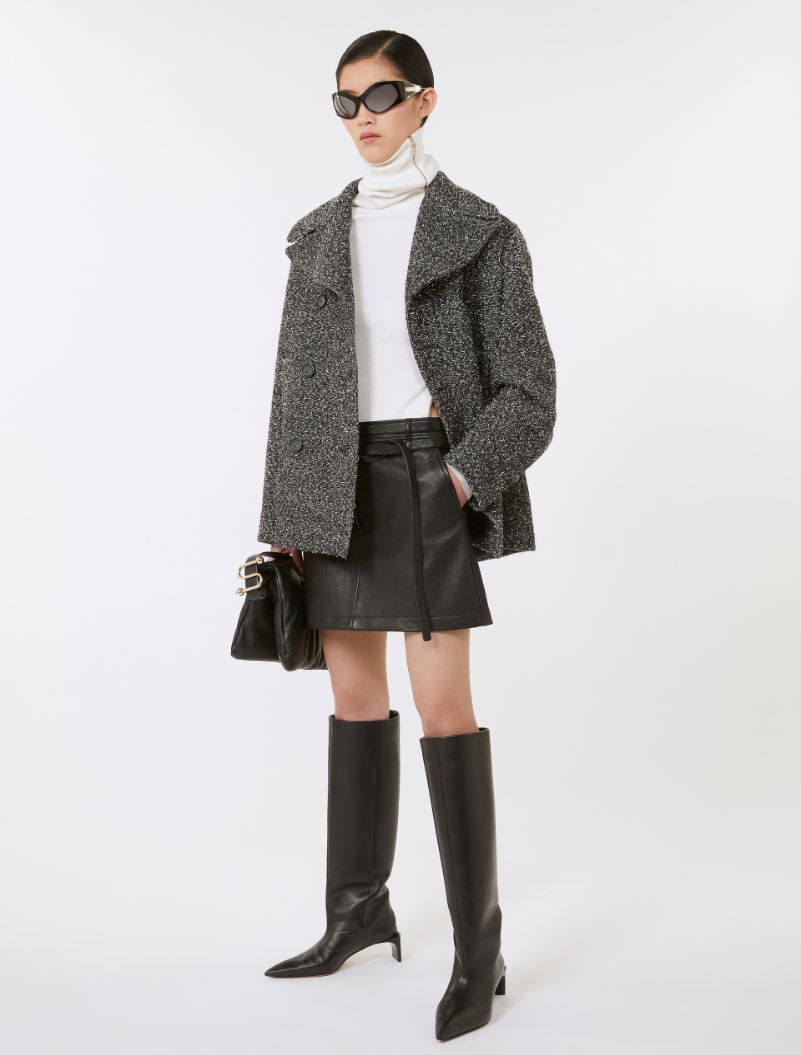 Double-breasted wool heavy jacket - BLACK - Sportmax