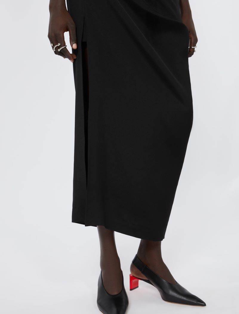 Asymmetric skirt with draping - BLACK - Sportmax - 5