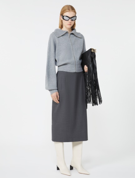 Skirt with a high-cut elasticated waist - DARK GREY - Sportmax