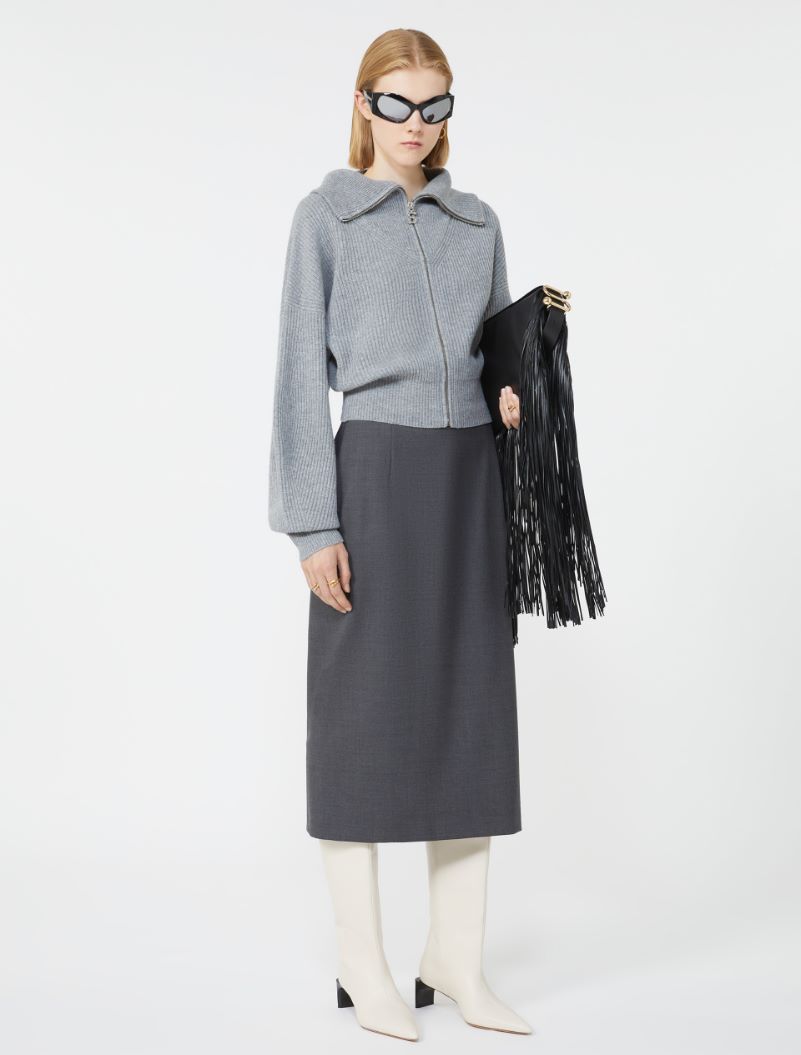 Skirt with a high-cut elasticated waist - DARK GREY - Sportmax