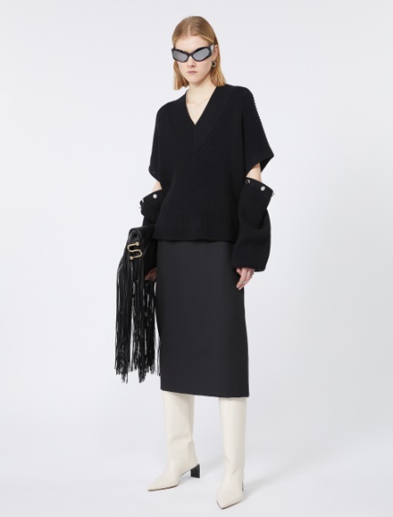 Skirt with a high-cut elasticated waist - BLACK - Sportmax