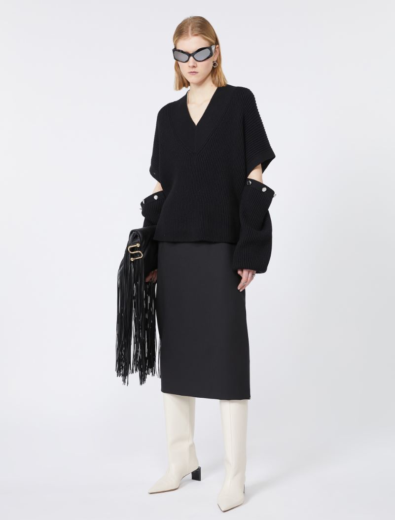 Skirt with a high-cut elasticated waist - BLACK - Sportmax